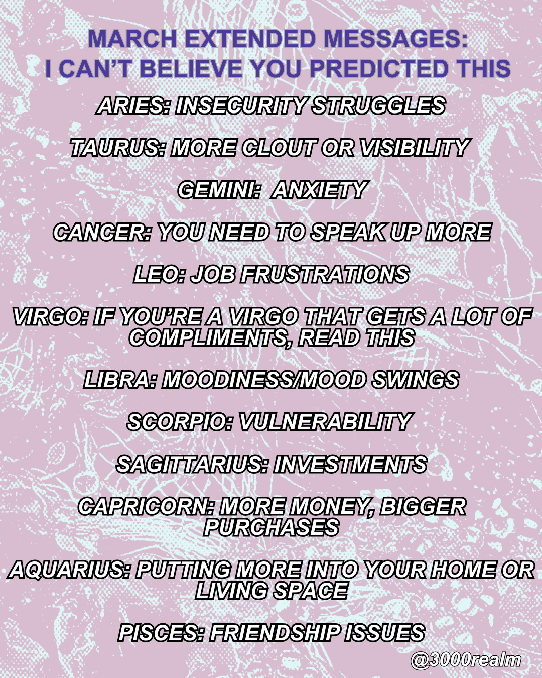 MARCH - EXTENDED READINGS