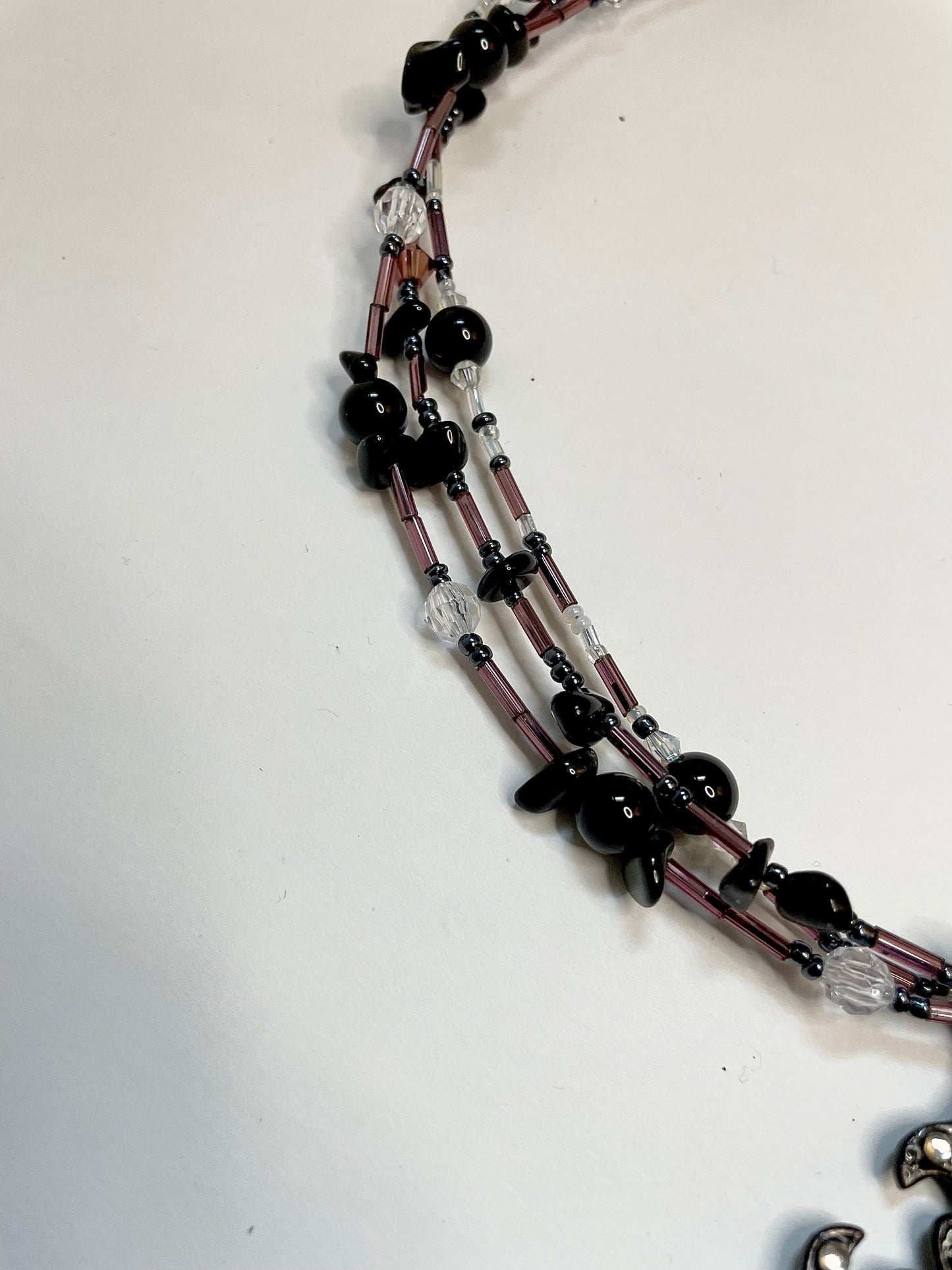 tricky triple layer rhinestone cross choker
