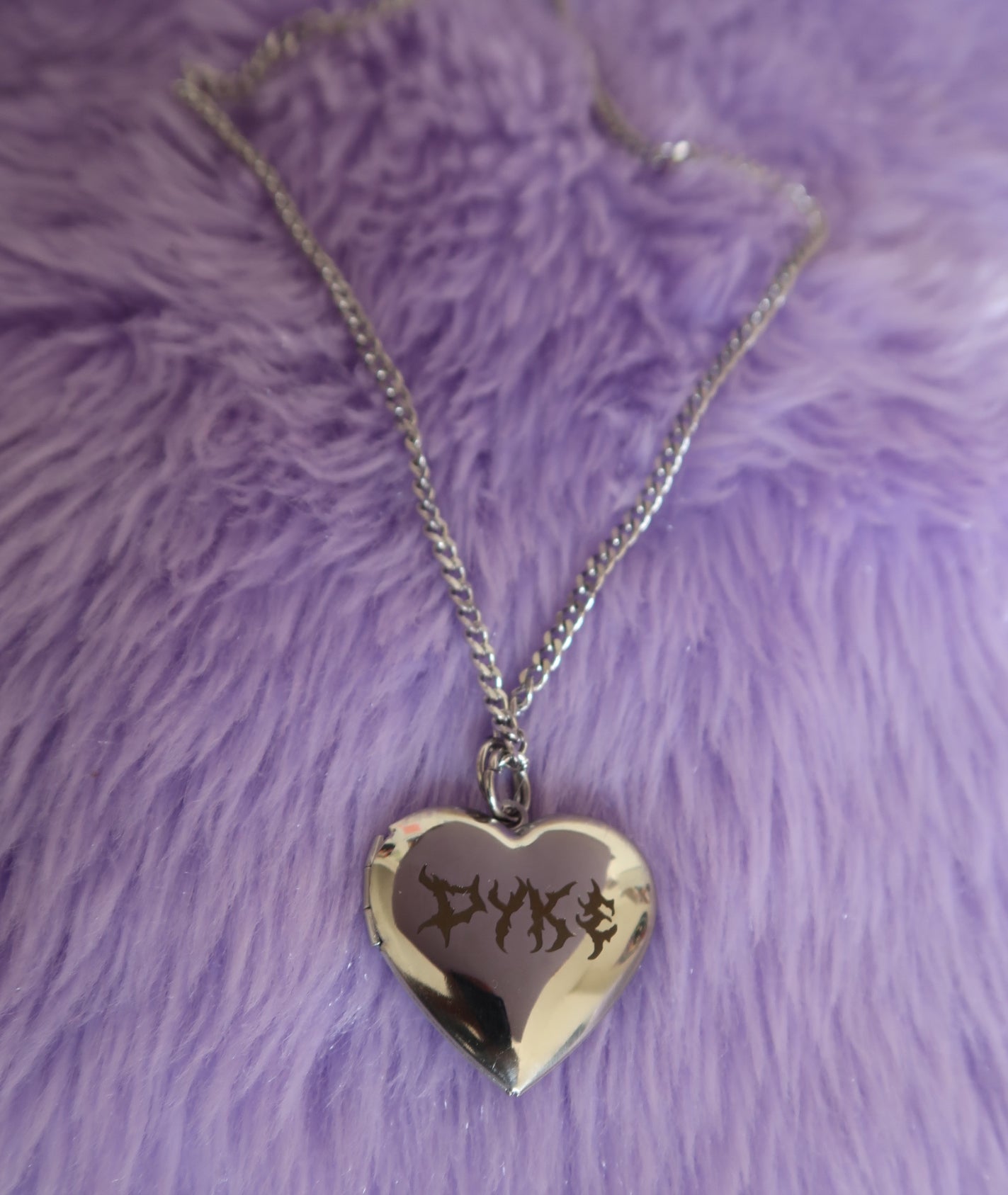 silver and gold stainless steel dyke heart lockets