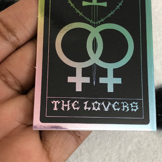 pastel chrome lesbian tarot card sticker