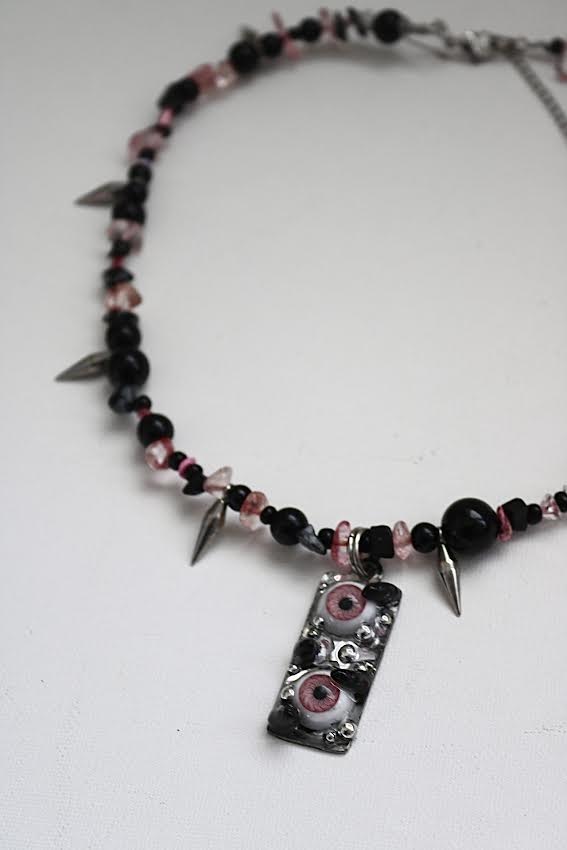 double-eyed monster spiked choker
