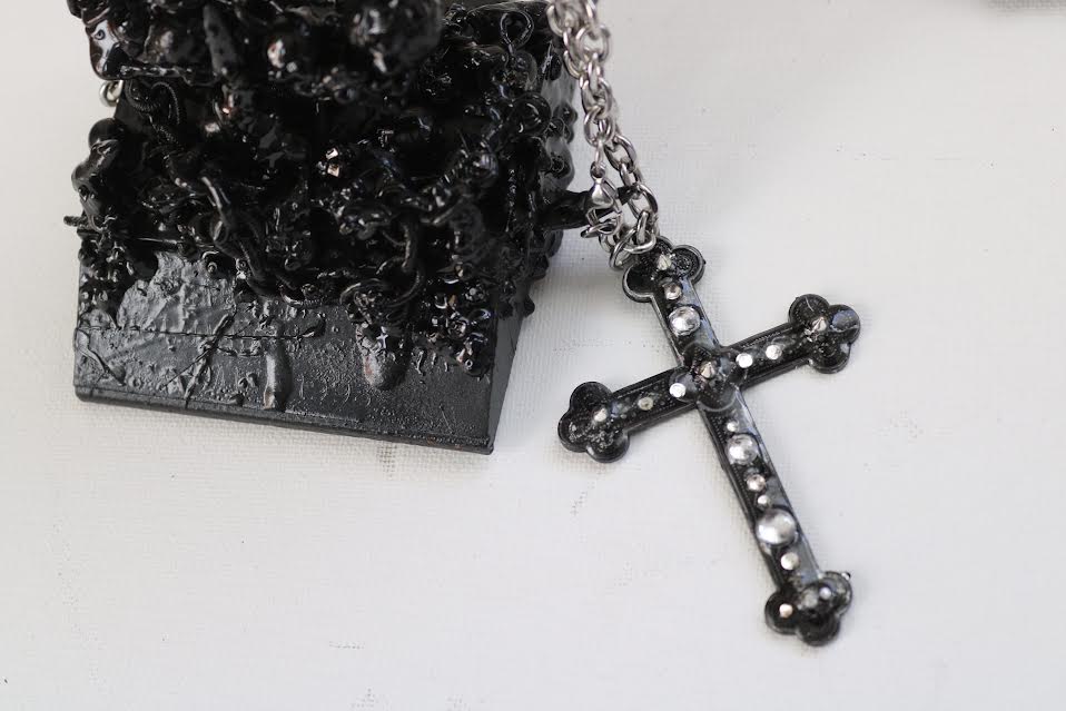 halo cross chain necklace