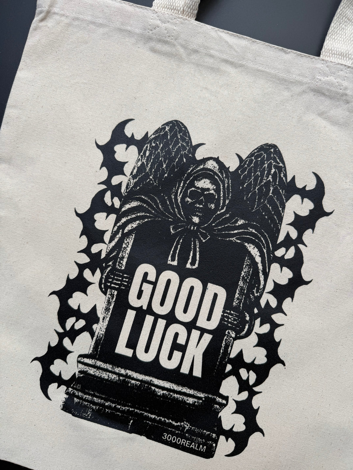 GOOD LUCK GRAVESTONE TOTE BAG