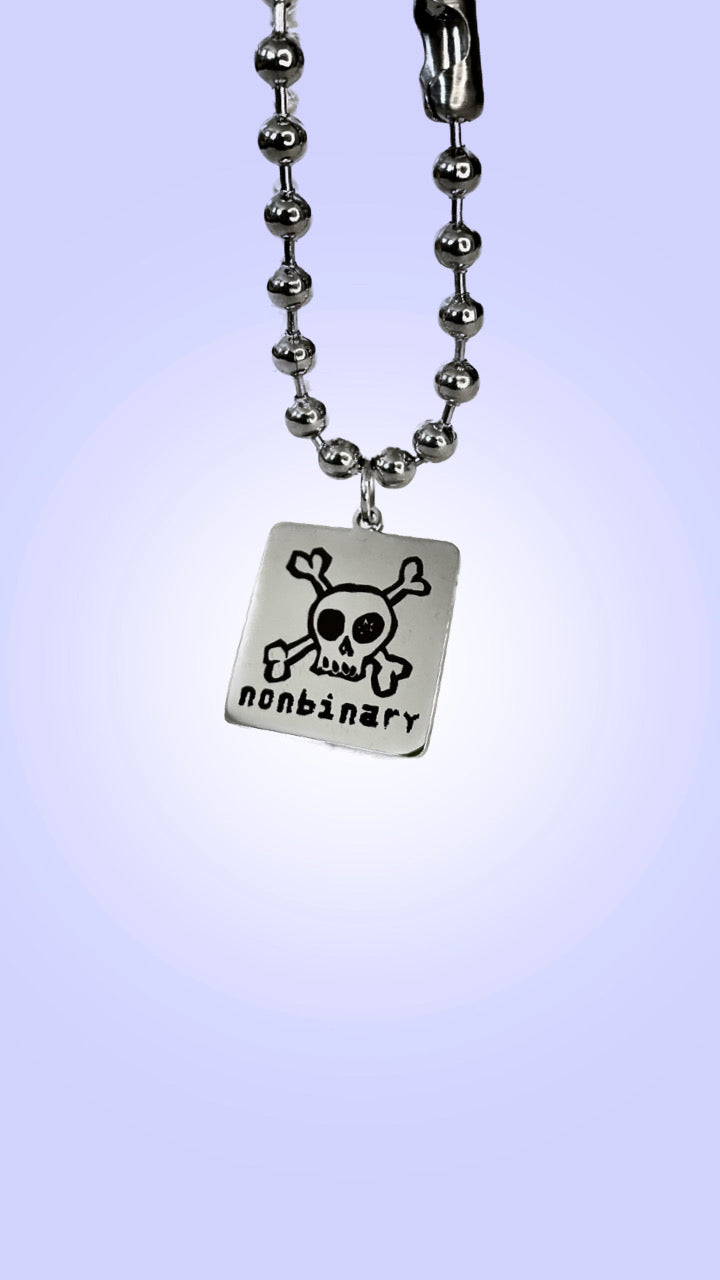 nonbinary skull ball chain choker