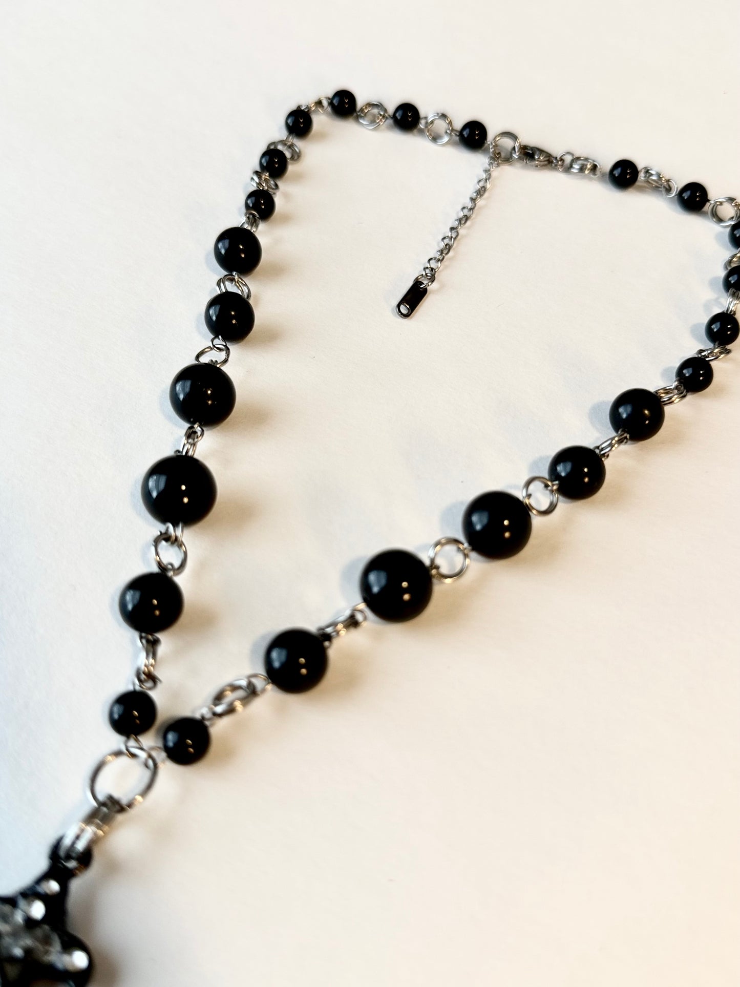 thrash 002 black beaded cross choker