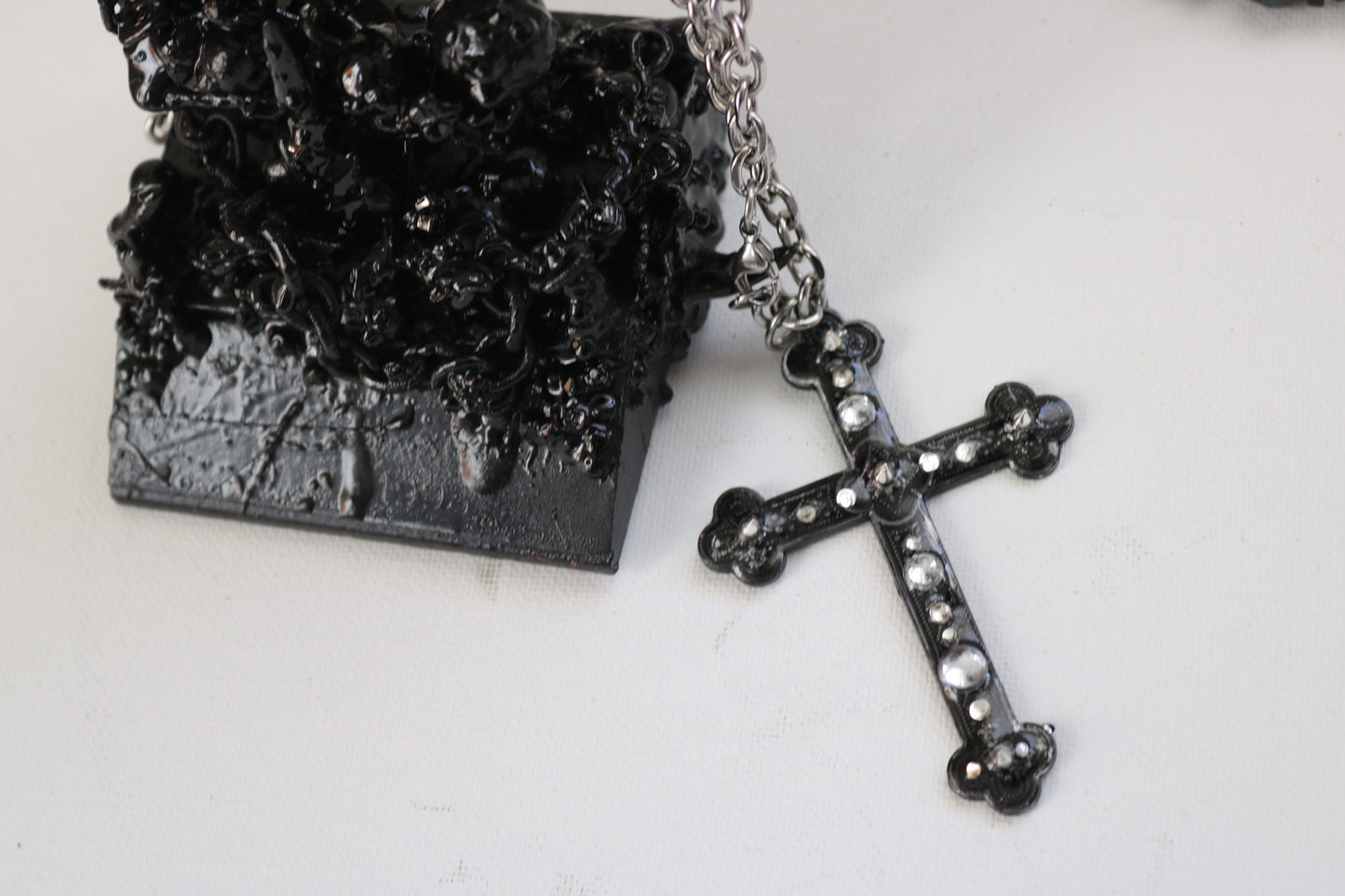 halo cross chain necklace