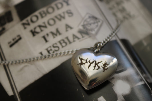 silver and gold stainless steel dyke heart lockets