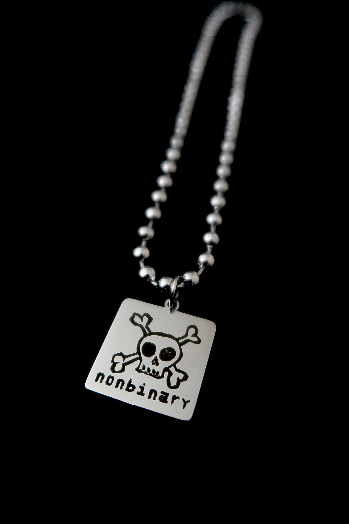 nonbinary skull ball chain choker