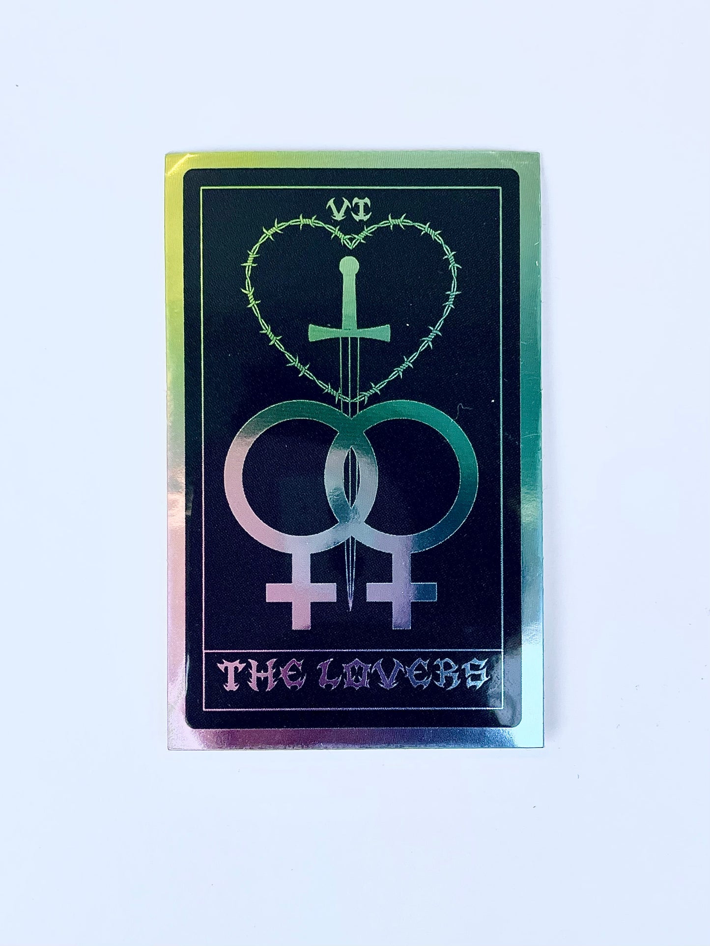 pastel chrome lesbian tarot card sticker