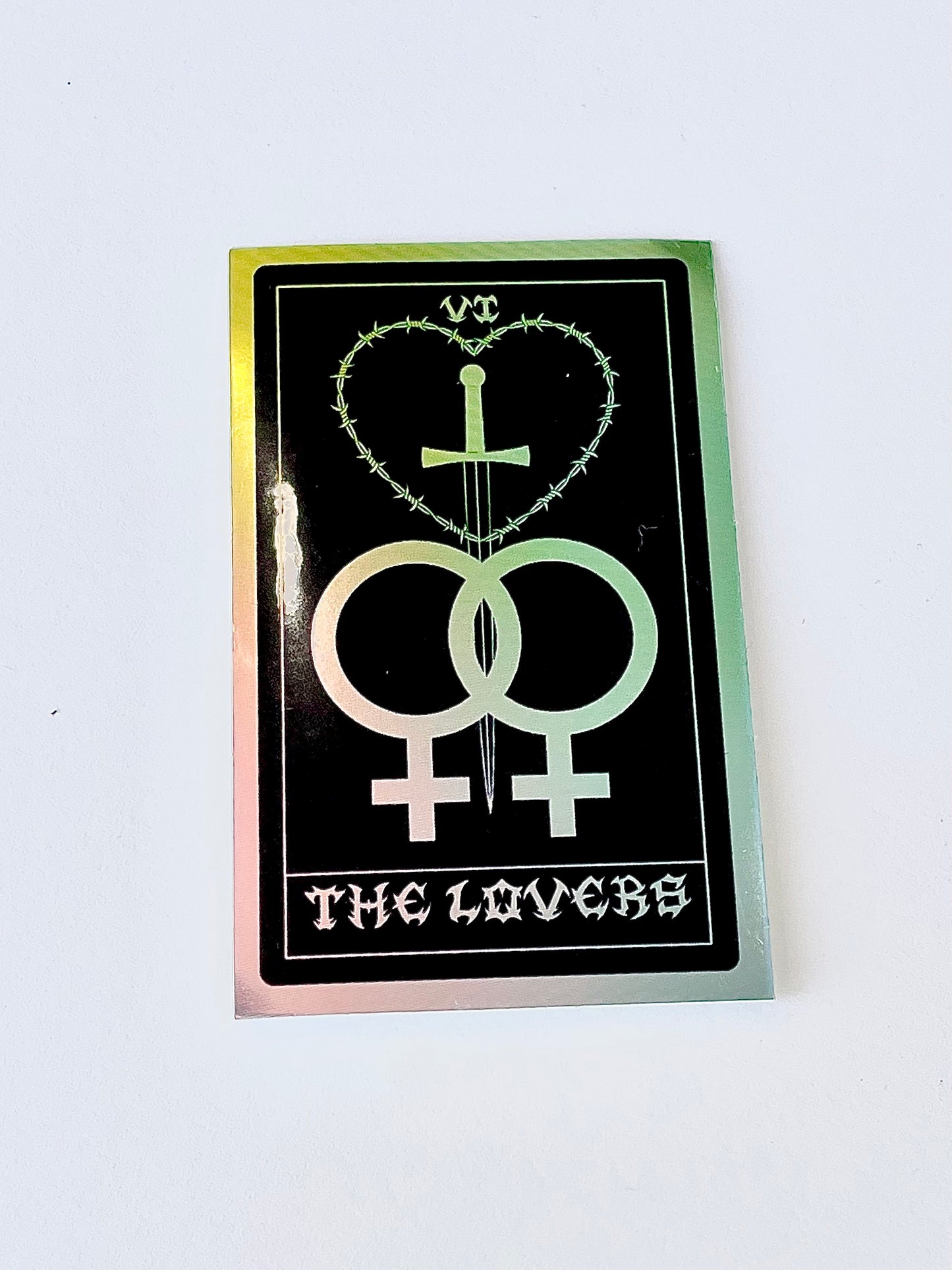 pastel chrome lesbian tarot card sticker