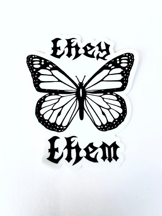 they/them butterfly pronoun sticker