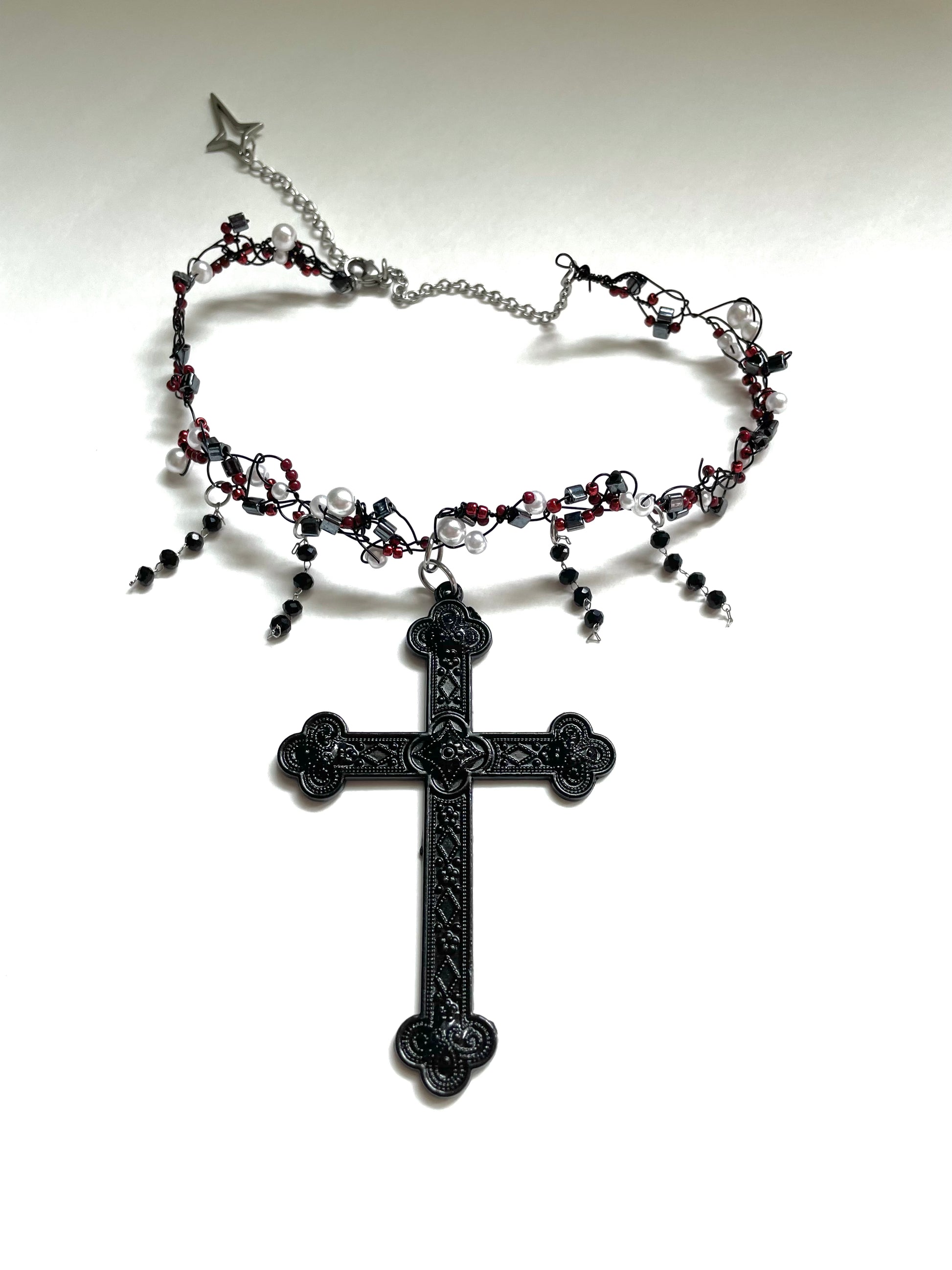 Black Cross Tattoo Choker Necklace