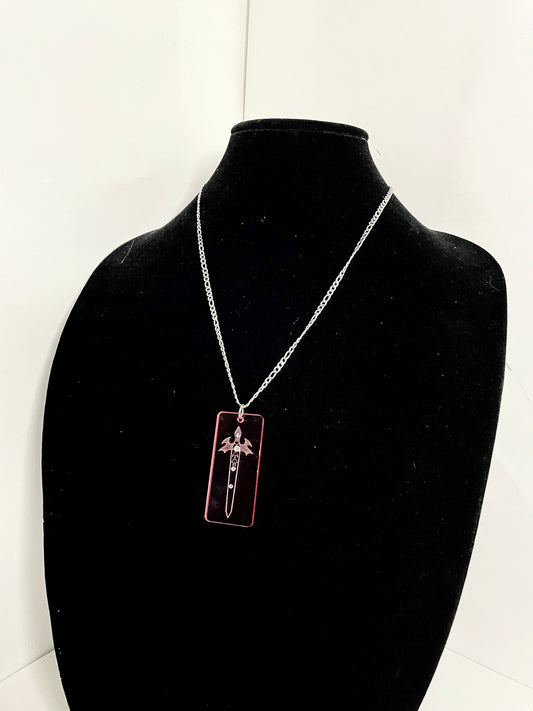 pink sword rhinestone necklace