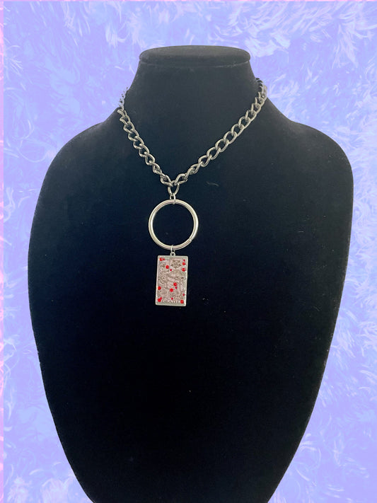 rhinestone death tarot card card o-ring choker