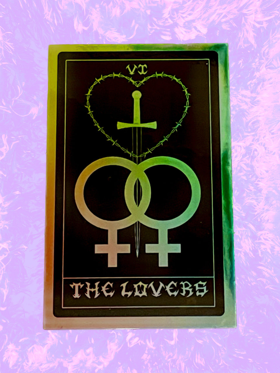 pastel chrome lesbian tarot card sticker