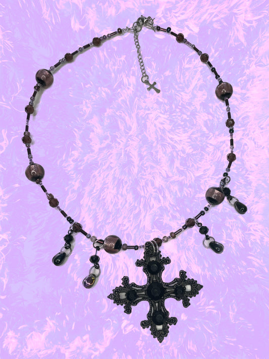 feast black cross necklace
