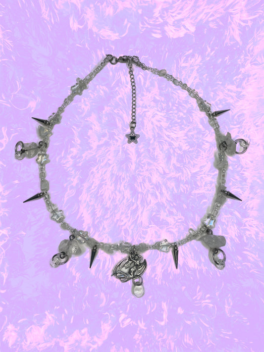 winged demon lady spiked choker