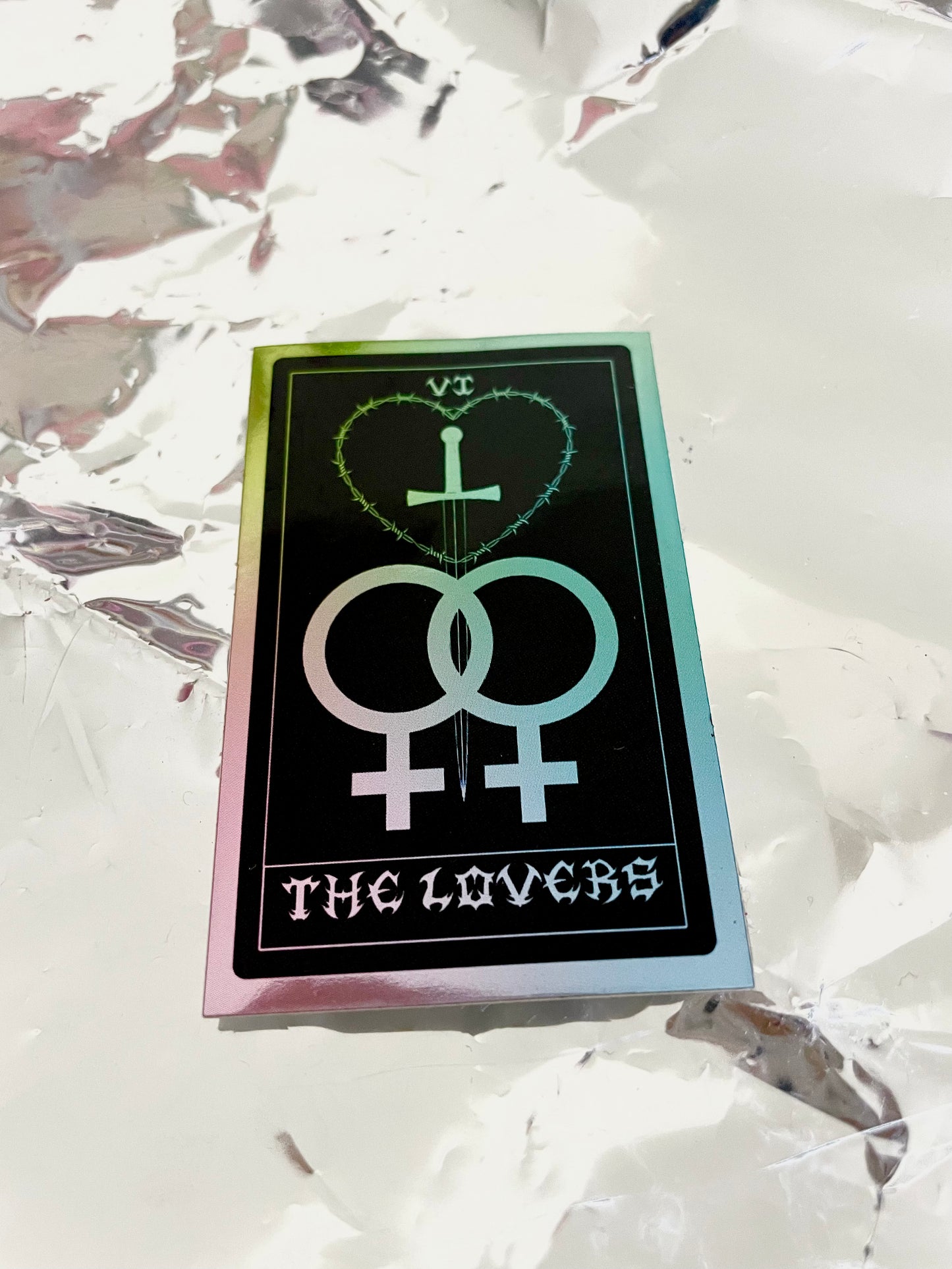 pastel chrome lesbian tarot card sticker