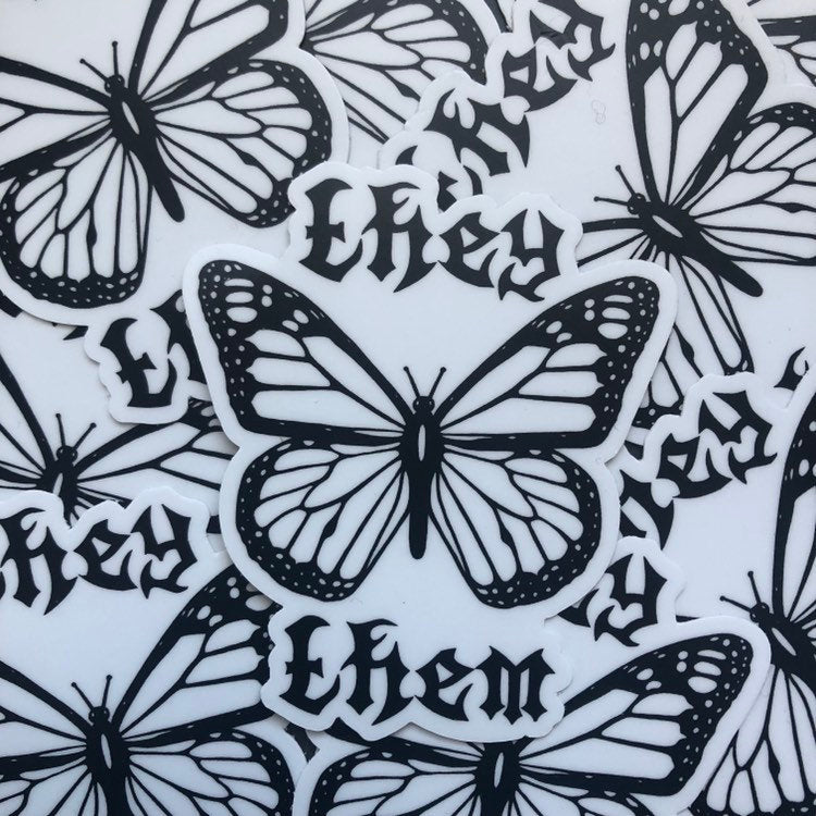 they/them butterfly pronoun sticker